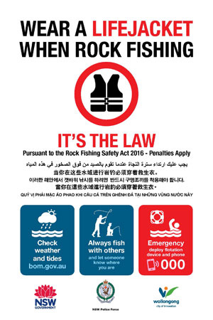 Wear a lifejacket when rock fishing