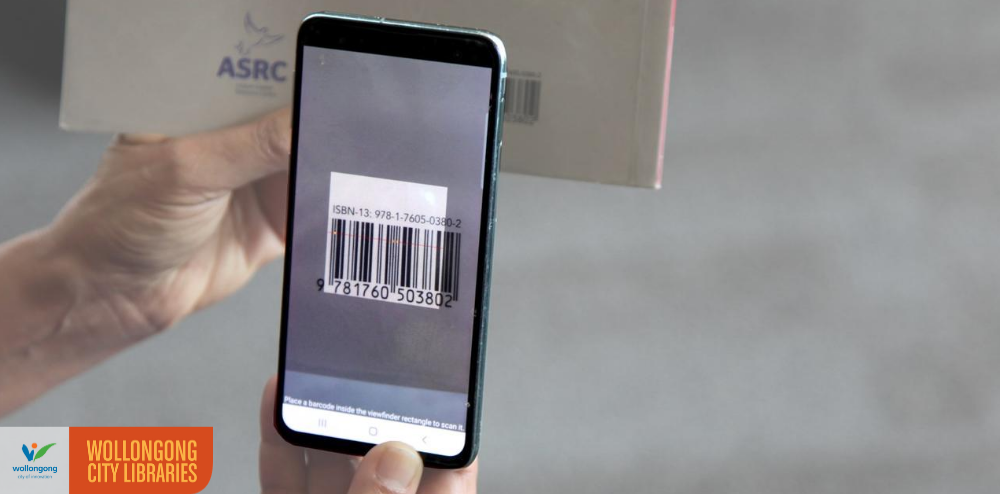 Scanning a book's ISBN barcode with Wollongong City Libraries app