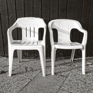 white plastic chairs