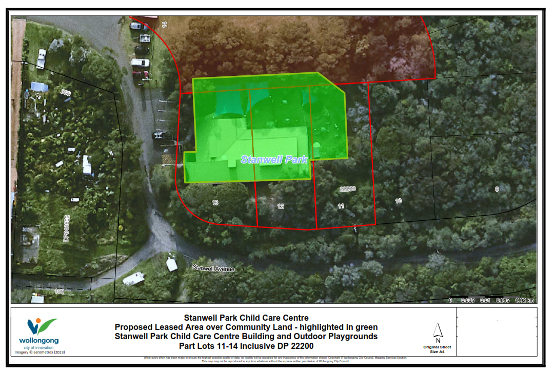 Map of proposed lease - Stanwell Park Childcare Centre