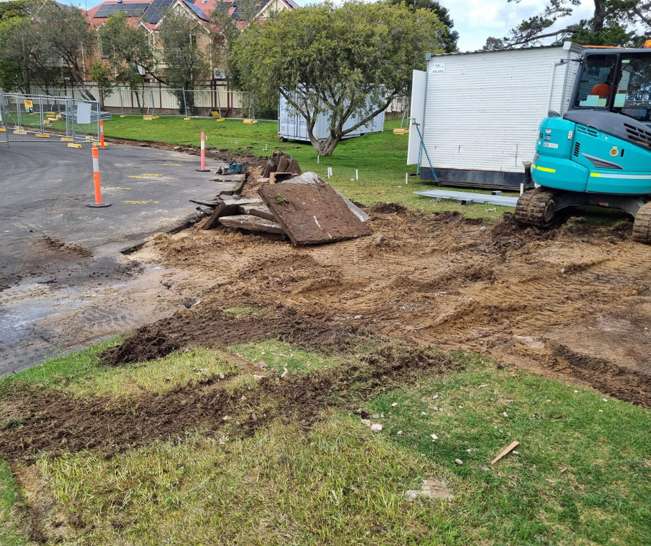 Old slabs removed for new pathway to be installed
